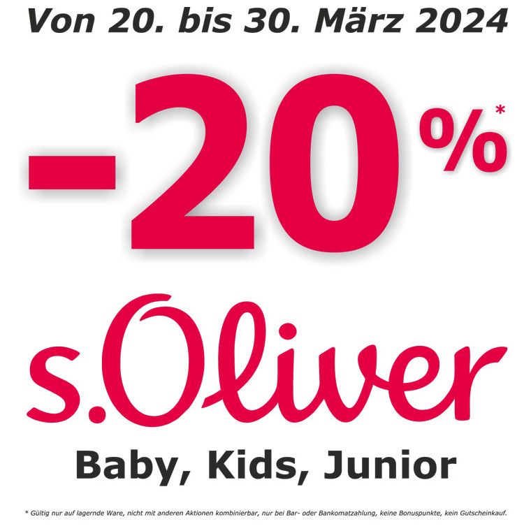 -20 % auf s. Oliver vom 20.-30. März bei Schrahböck 