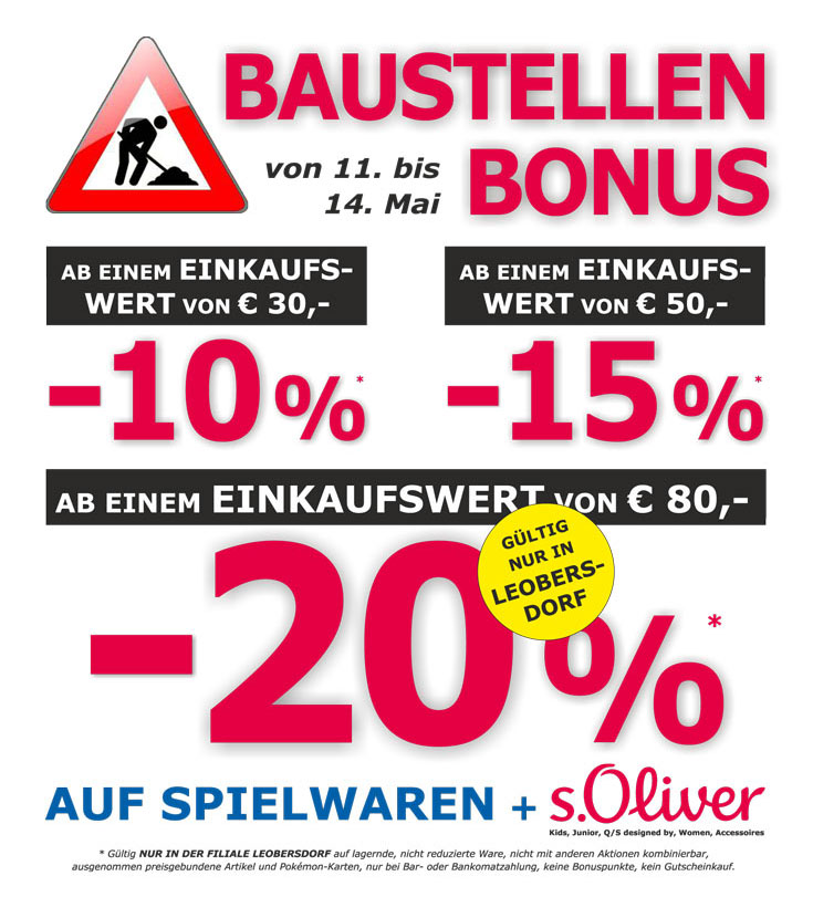 Baustellenbonus in Leobersdorf beim Schrahböck