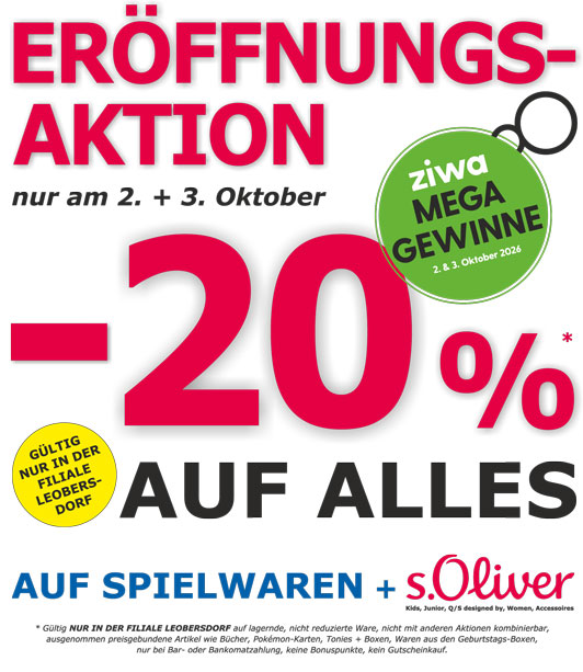 -20% auf alles beim Schrahböck am 2./3. Oktober