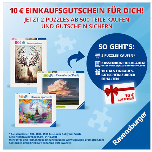 10% Einkaufsgutschein auf Ravensburger Puzzles beim Schrahböck