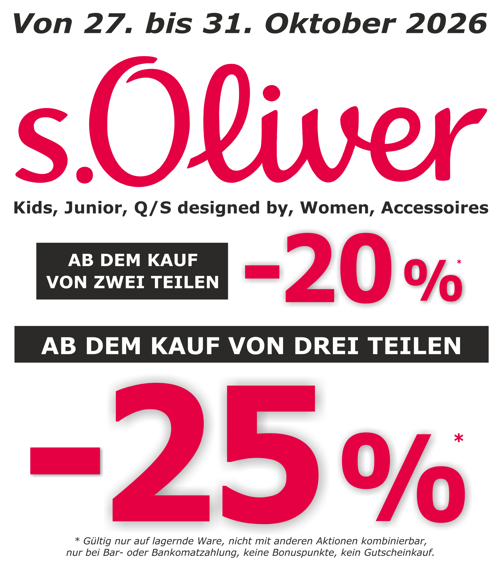 s.Oliver Aktion beim Schrahböck 27.-31. Oktober